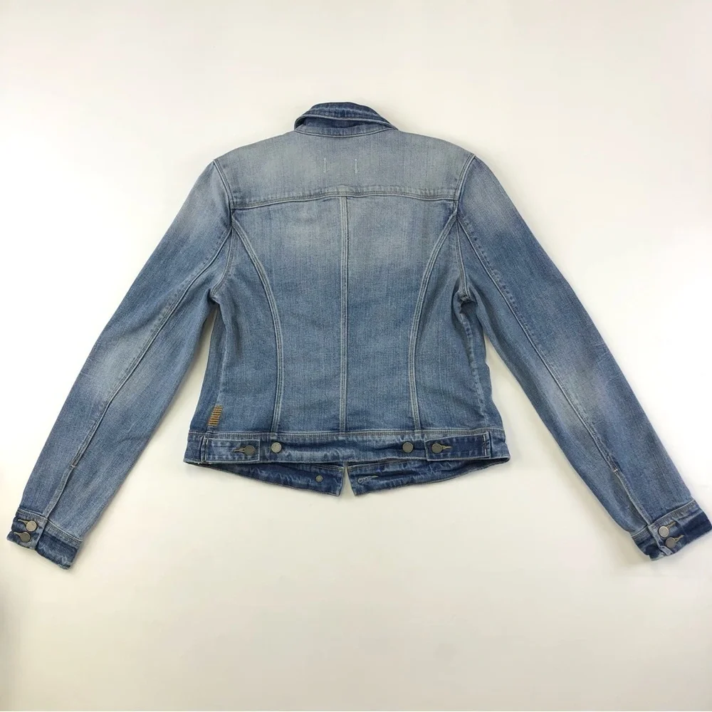 Paige Vermont medium wash denim jean jacket Medium lightly distressed - Picture 12 of 14